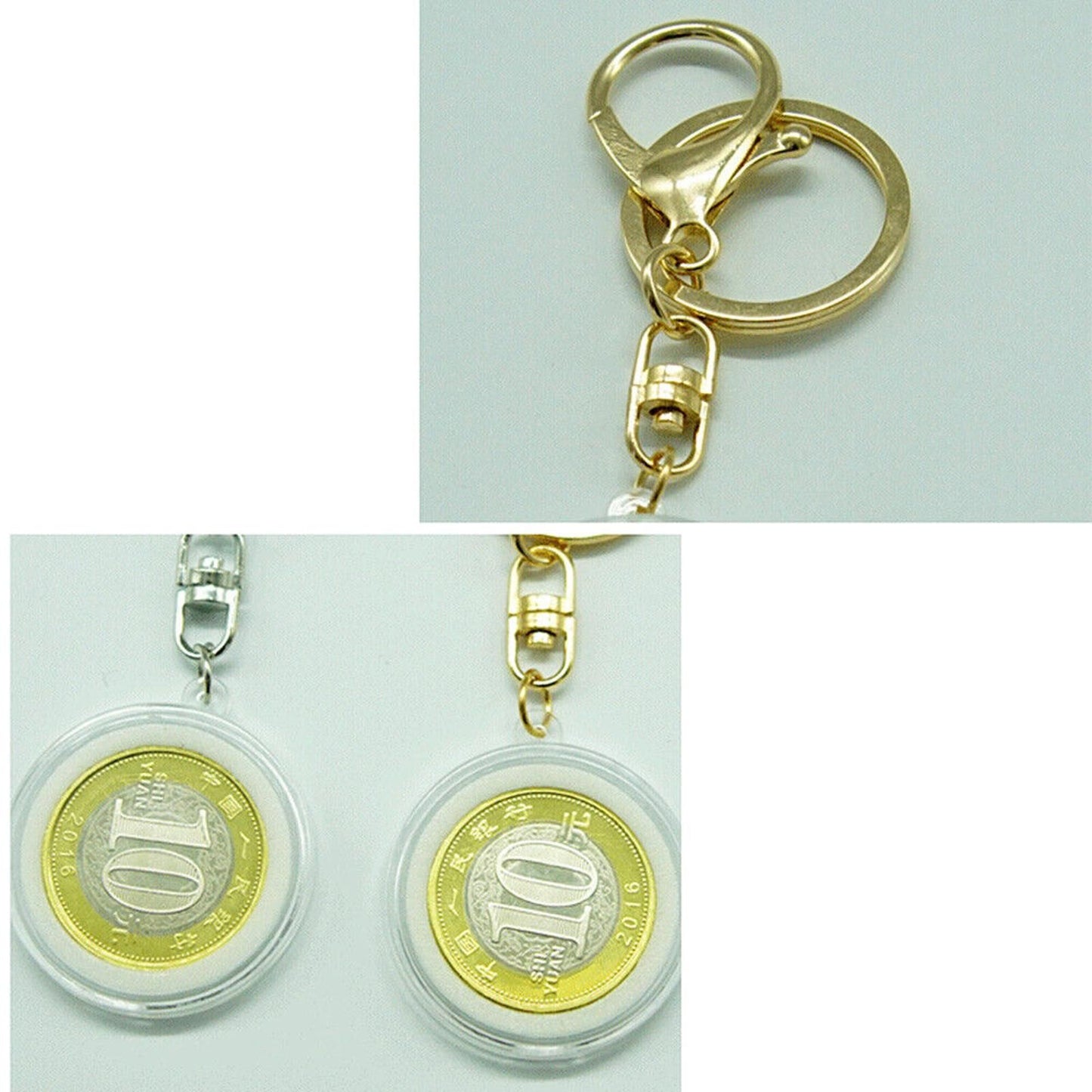 2PCS Coins Holder Keychain Capsule Storage Box Key Ring For 30mm Round Coin j