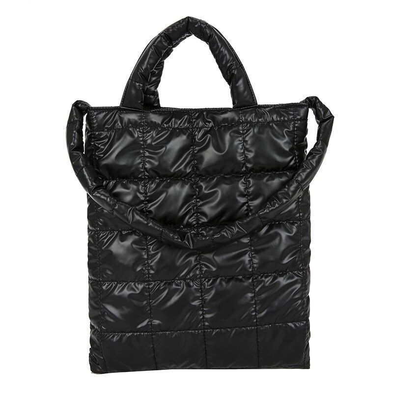 Large Shoulder Bag Waterproof Nylon Purse Pad Cotton Feather Down Shoulder Bag