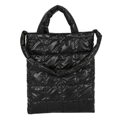 Large Shoulder Bag Waterproof Nylon Purse Pad Cotton Feather Down Shoulder Bag
