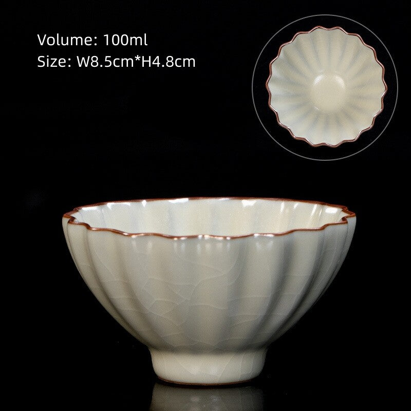 Boutique Ruyao Craft Tea Cup One Piece Crackle Glaze Porcelain Master Cup Marked
