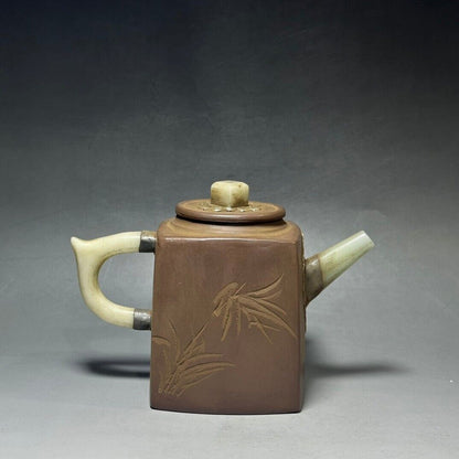 Chinese Yixing Zisha Clay Handmade Exquisite Teapot （高四方 底款：杨鹏年）