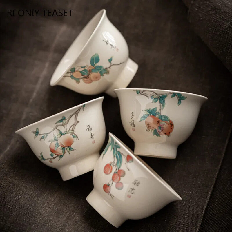 1PC Handmade Tea Cup Hand Painted Ceramic Tea Bowl Chinese Porcelain Tea Set