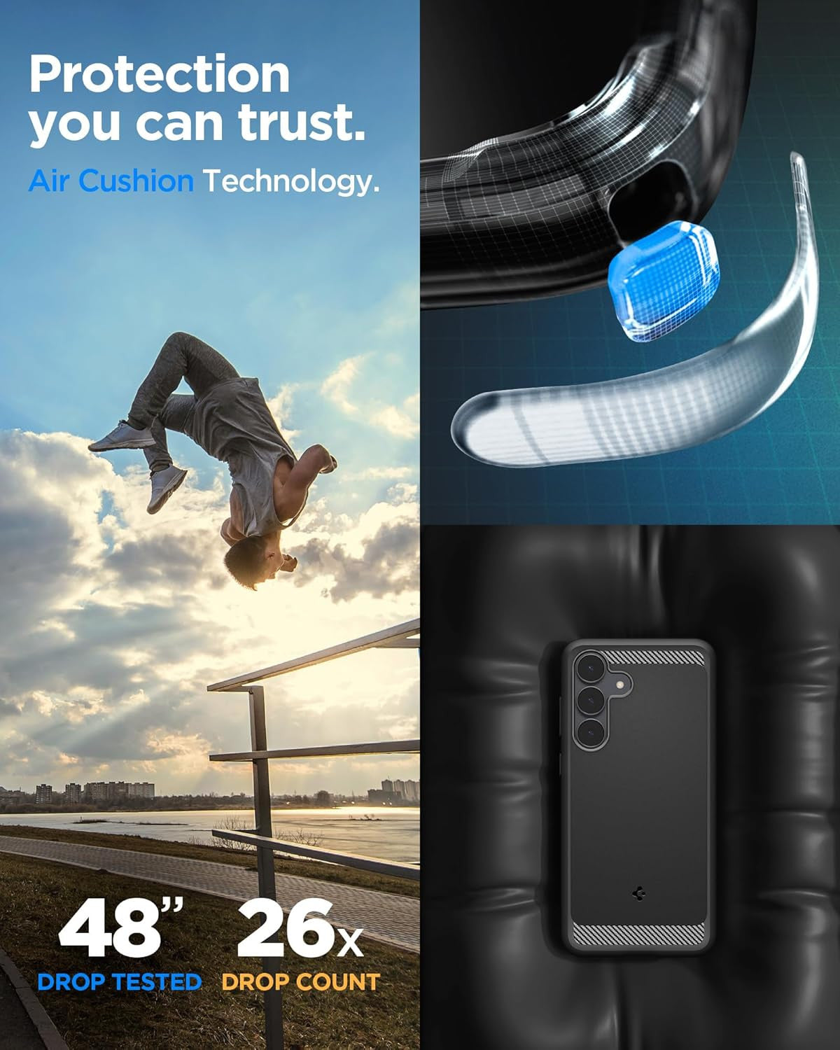 for Galaxy S25 FE Case, Rugged Armor (2025) [No Magnet Ring] [Military-Grade Pro