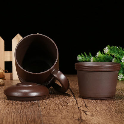 4.9" Chinese Yixing Purple Clay Manual Teacup Filter Handmade Infuser Cup Mugs