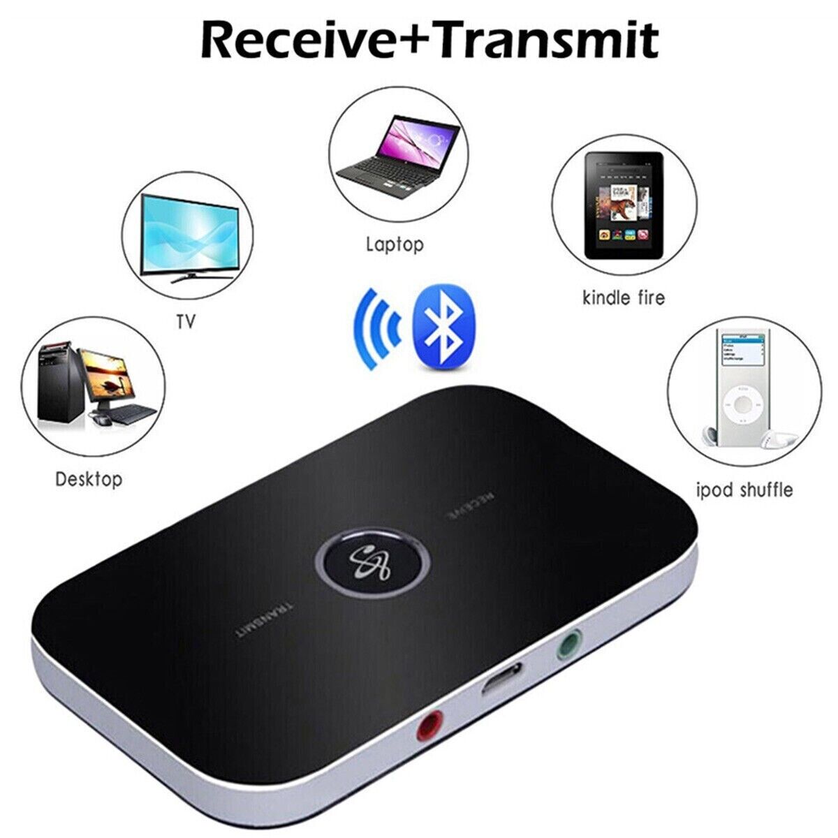 2 Transmisor y receptor Bluetooth kit de adaptador de audio estéreo inalámbrico