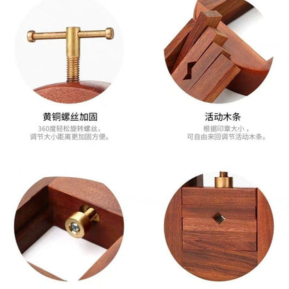 360° Rotating Rosewood Seal Press Chinese Seal Carving Tool Solid Wood Clamp
