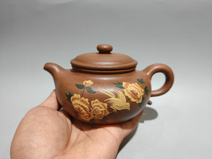 Chinese Yixing Zisha Clay Handmade Exquisite Flowers&Birds Teapot 31317