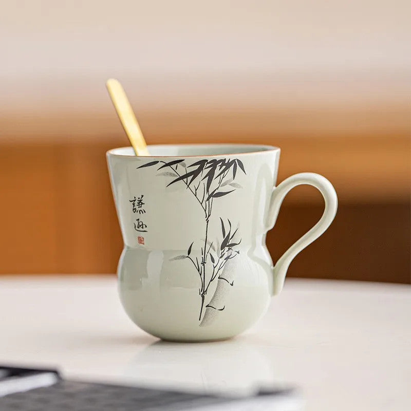 210ml Ceramic Plant Ash Water Cup Gourd Teacup Tea Mug Drinking Cup Coffee Cup