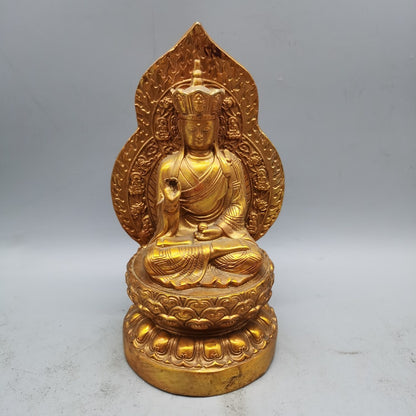 China Antique Bronze Gilded Gold Earth Tibetan King Bodhisattva Collection