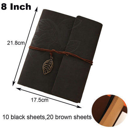 Photo Album 30 Sheet Vintage Leather Scrapbooking Book Refillable Page 21.5x17cm