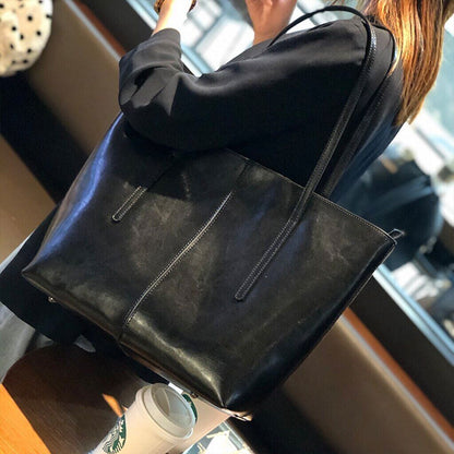 Genuine Leather Handbag Women Office Female Tote Big Shoulder Bags