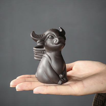 Creativity Purple Clay Water Spray Tea Pet Handmade Statue Ornaments Desk