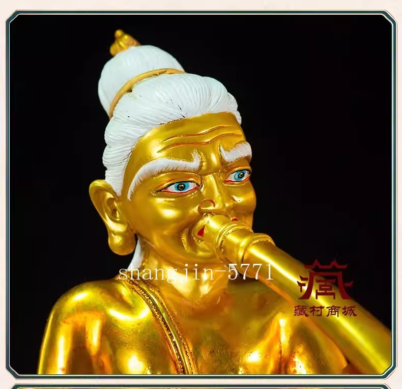 8.3" Brass Padampa Sangye Pha Dhampa Sangye Buddha Statue Gold Coating Decor