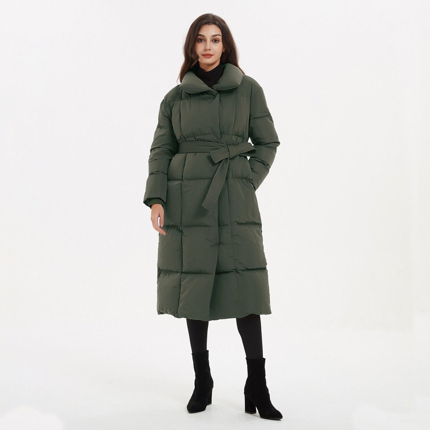 Thick Parkas Women Covered Button Coats Women Belt Long Cotton Jackets Ladies