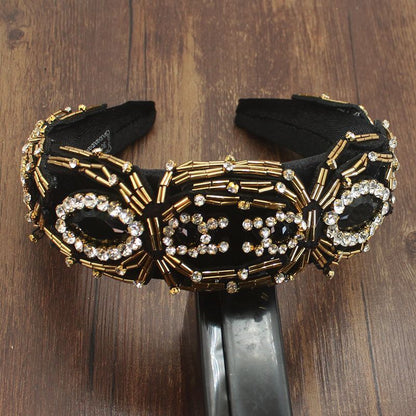 Women Headbands Baroque Fashion Rivet Sponge Luxury Hair Hoop Ladies Headdresses