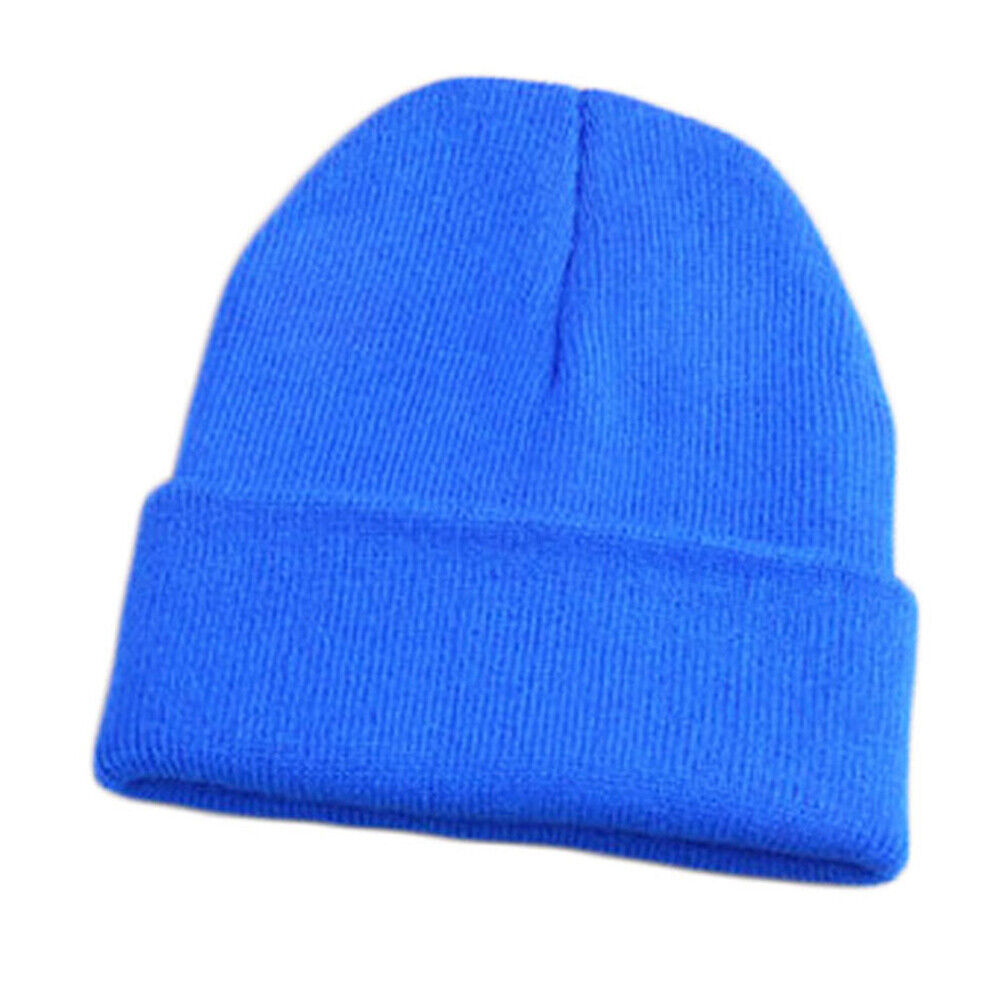 Beanie Hat Men Women Plain Knit Ski Cap Warm Elastic Skull Winter Cuff Thermal