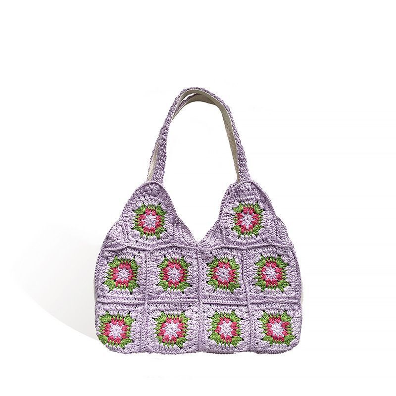 Knitted Bag Bohemian Shoulder Crossbody Totes Handmade Hollow Out Crochet Purse