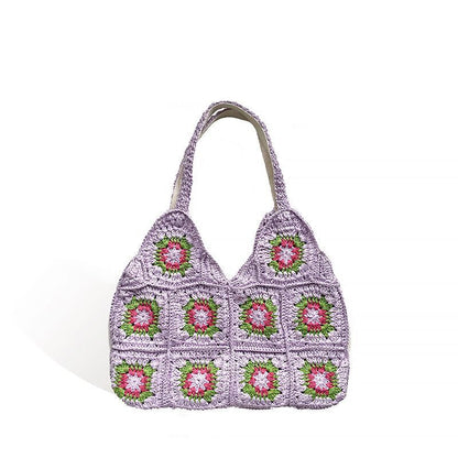 Knitted Bag Bohemian Shoulder Crossbody Totes Handmade Hollow Out Crochet Purse