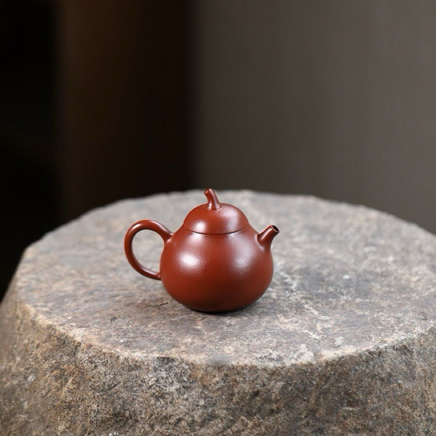 120cc Chinese Yixing Zisha Purple Clay ZhuNi Handmade Small Qiegua Teapot Pu'er