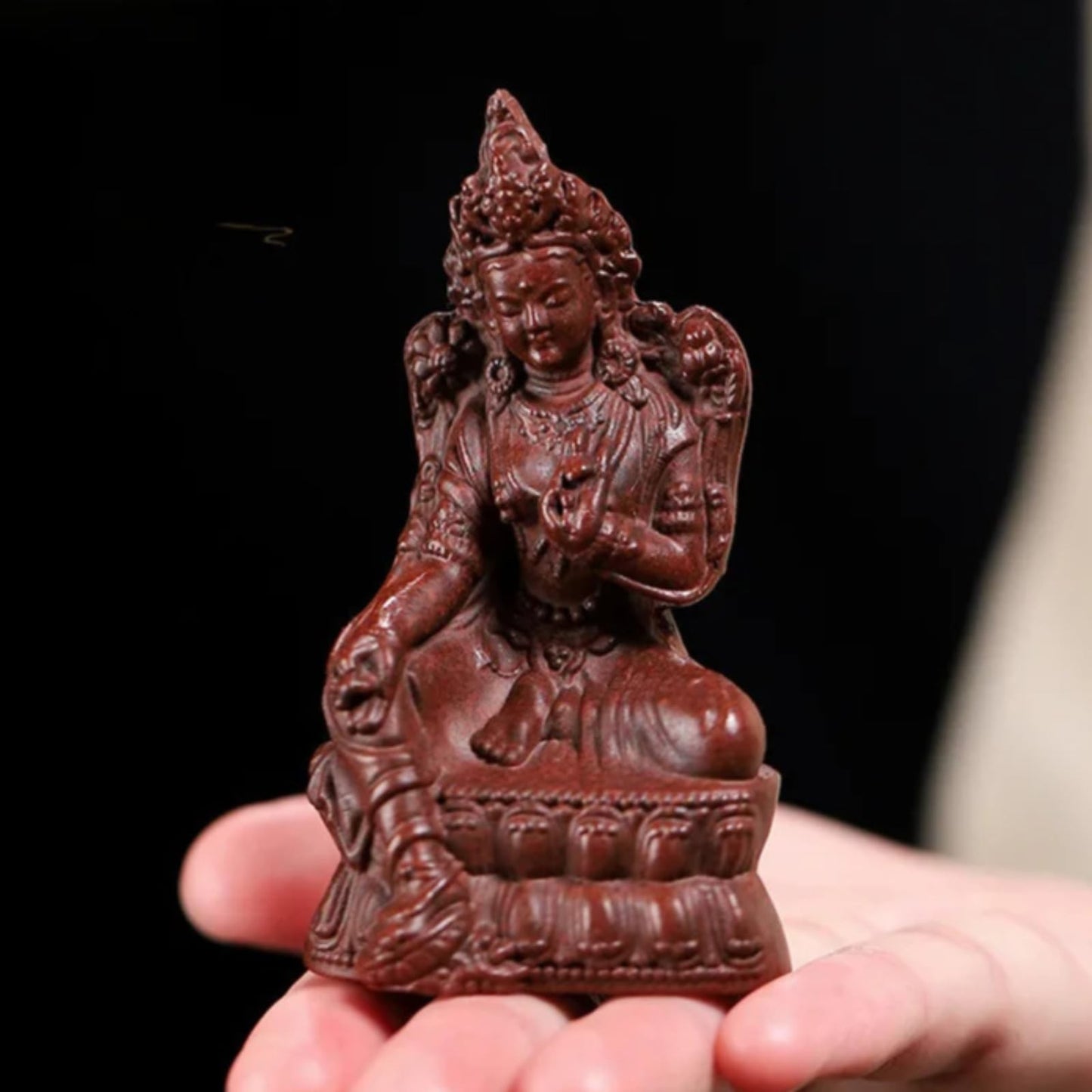Buddha statue purple clay tea pet 8.6cm tea figurine handicraft tea play Zen
