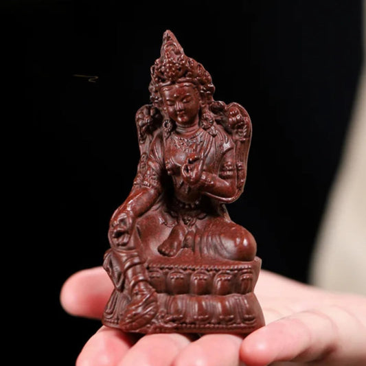 Buddha statue purple clay tea pet 8.6cm tea figurine handicraft tea play Zen