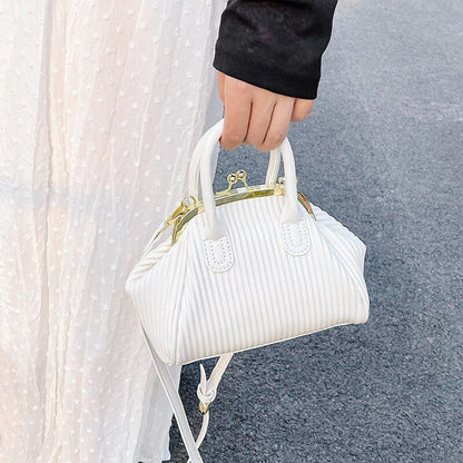 Pleated Handbag Lattice Shoulder Bag Clutch Crossbody Purse 17*21*13 CM Belt 7CM