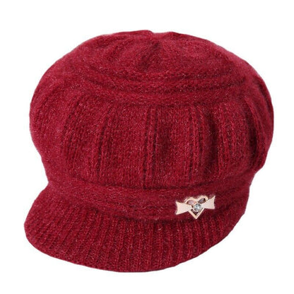 Women Winter Beanie Hats Short Brim Peaked Cap Mother Hats Pumpkin Hat Warm Soft