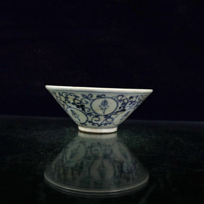 5" Chinese Jingdezhen Blue and White Porcelain Chinese Character 寿 Bowl