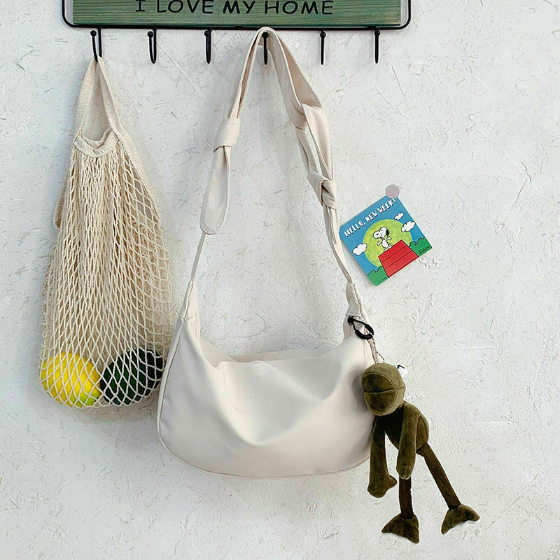 solid color canvas bag women's version student One Shoulder Messenger Bag