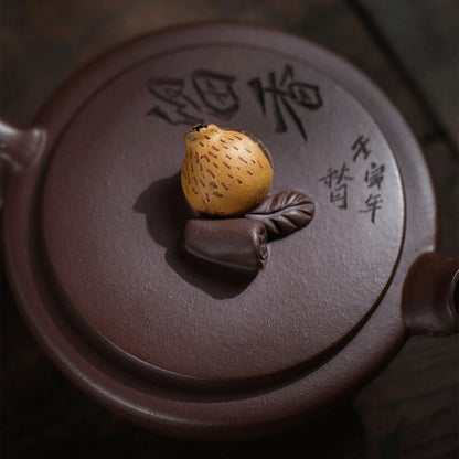 3.4oz handmade tea pot ball shaped infuser holes real yixing zisha purple clay