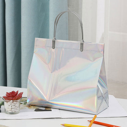 Reusable Shopping Bags Waterproof Storage Bag PVC Laser Tote Shopping Bag Large