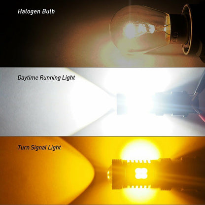 2Pcs LED Bulbs Turn Signal Lights Parts Anti Hyper Flash White Amber Dual Color