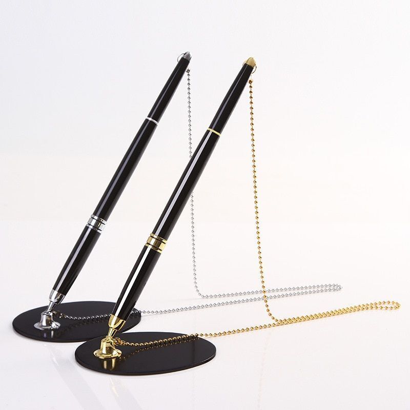 Ballpoint Pen Sticky Desk Chain Fixed Bank Counter Metal Writing Instrument 20cm
