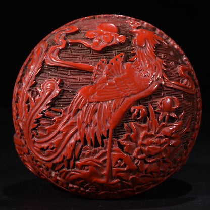 chinese lacquerware box Japan lacquerwork carved Phoenix statue jewelry dresser