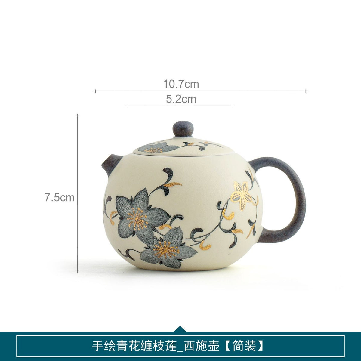 Hand-painted Blue White Porcelain Xishi Teapot 10.7cm Gongfu Tea Brewer