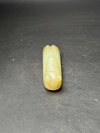 Certified Natural Hetian Jade Hand-carved Exquisite Cicada Statues 31344