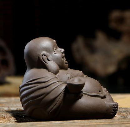 8.5cm Handmade Kungfu Tea Set Chinese Purple Clay Maitreya Tea Pet Accessories