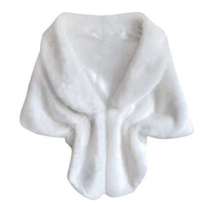 Elegant High-grade Bridal Wedding Luxury Fur Long Shawl Stole Wrap Shrug Scarf
