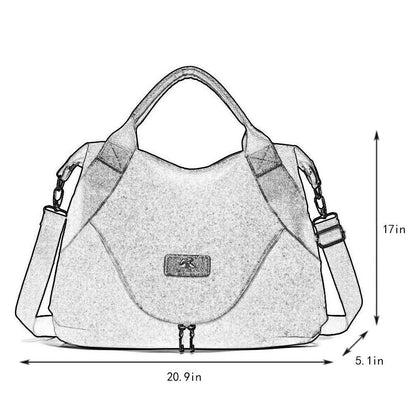 Ladies Canvas Tote Bag Multi Pockets Shoulder Bags Women Travel Detachable