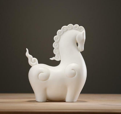 6.2" Chinese White Porcelain Ceramics Lovable Small Fat Horse Figurine Statues