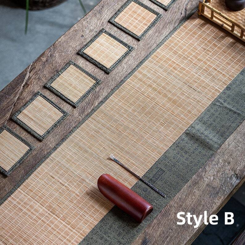 Bamboo Antique Tea Mat with Tea Coasters|Tea Table Cloth|Tea Accessories