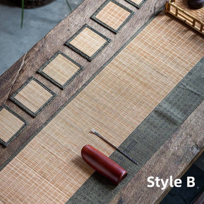 Bamboo Antique Tea Mat with Tea Coasters|Tea Table Cloth|Tea Accessories
