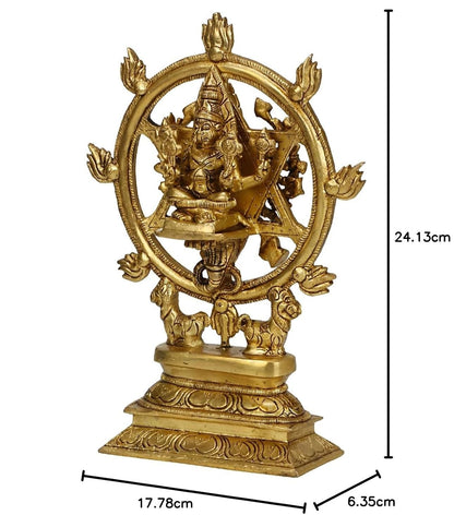 Hindu God Brass Lord Vishnu As Sudarshan & Narsimha Other Side Idol Figurines