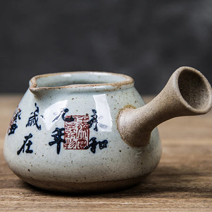 Chinese Ancient Calligraphy Pottery Fair Cup Vintage Tea Mugs Teacup Teaware