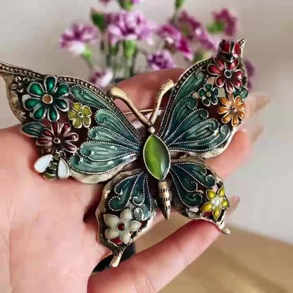 Vintage Enamel Butterfly Brooch Retro Elegant Coat Suit Pin