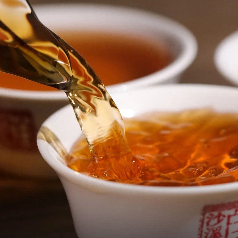 1000g TIAN FU CHA Anhua Baishaxi 1939 Dark Tea Black Tea Gold Flower Tea Brick