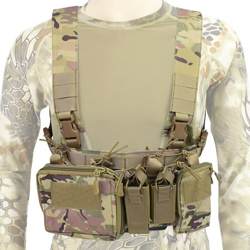 Chest Rig Bag Radio Harness Front Pouch Holster Military Vest Rig Bag Adjustable