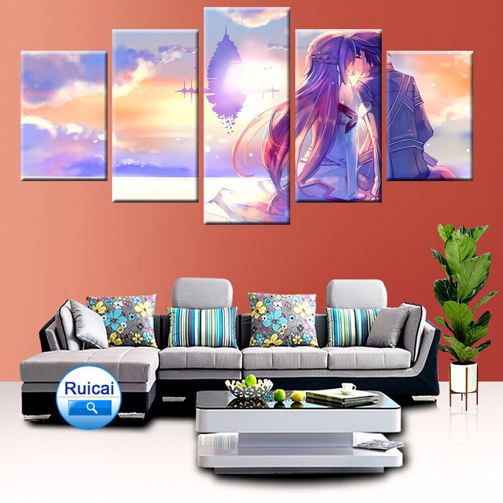 Anime sword art online romantic love poster canvas painting modular picture