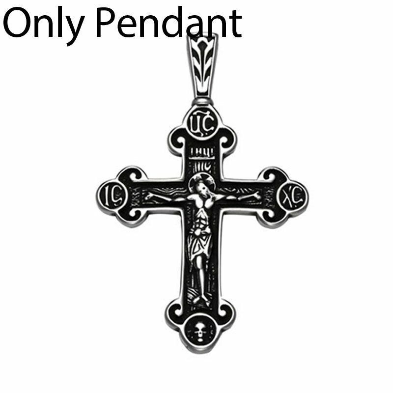 Men Jesus Cross Pendant Chain Necklace Stainless Steel Crucifix Fashion Jewelry
