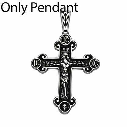Men Jesus Cross Pendant Chain Necklace Stainless Steel Crucifix Fashion Jewelry